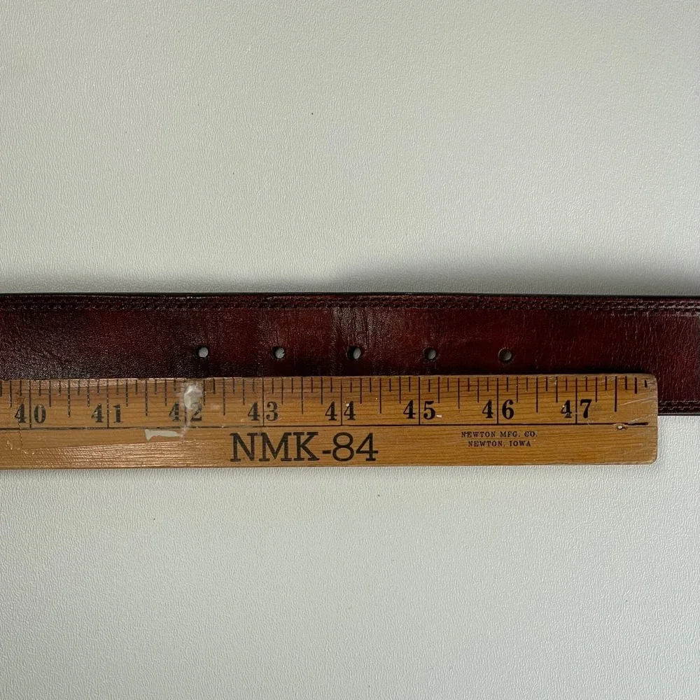 Magnanni Leather Belt Mens 44‎ Brown Classic Nickel Hardware Preppy Casual Spain